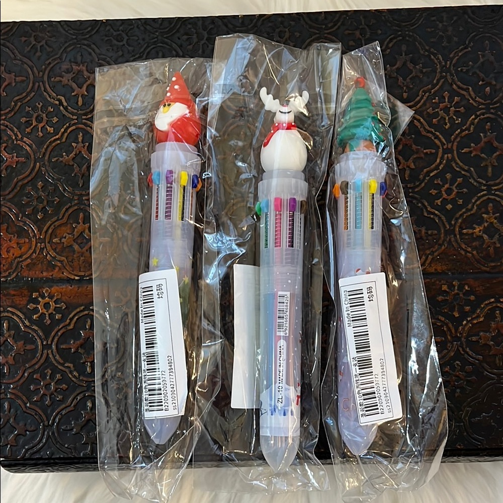 Festive Multi-Color Pens with Holiday Toppers (Bundle of 3)